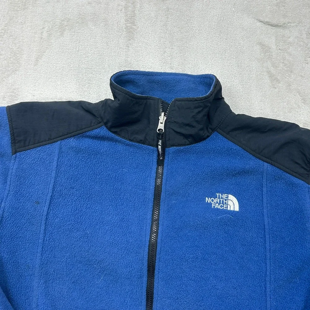 Vintage The North Face Fleece Jacket Mens Size M Blue Black Full Zip Denali USA